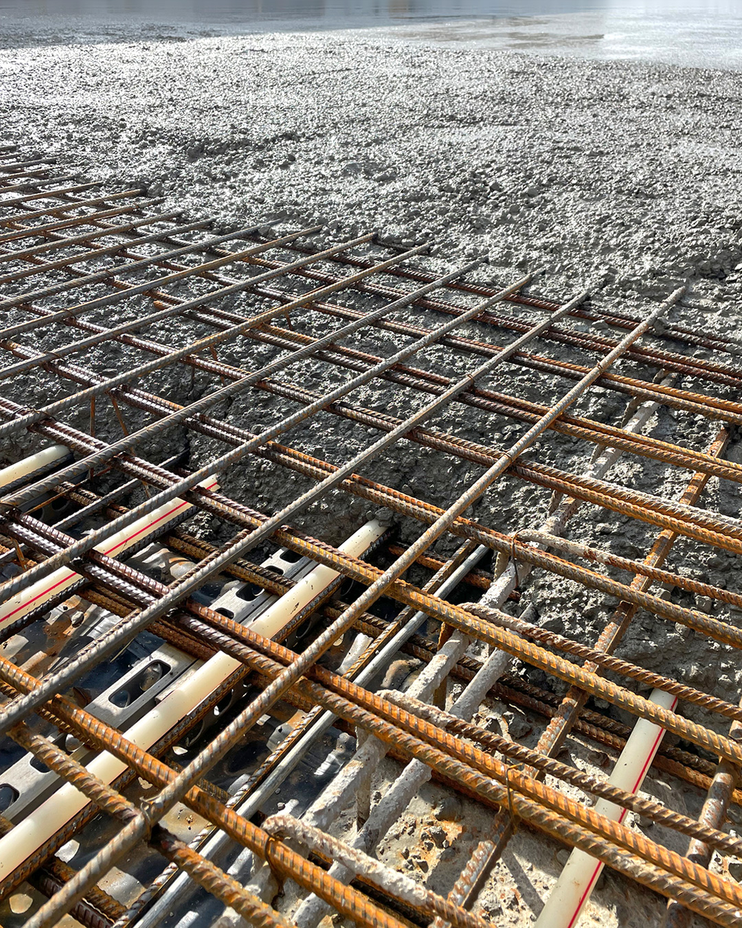 Detail Gitter Baustelle Neubau Montagehalle